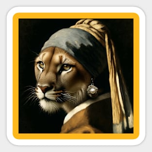 Wildlife Conservation - Pearl Earring Mountain Lion Meme Sticker